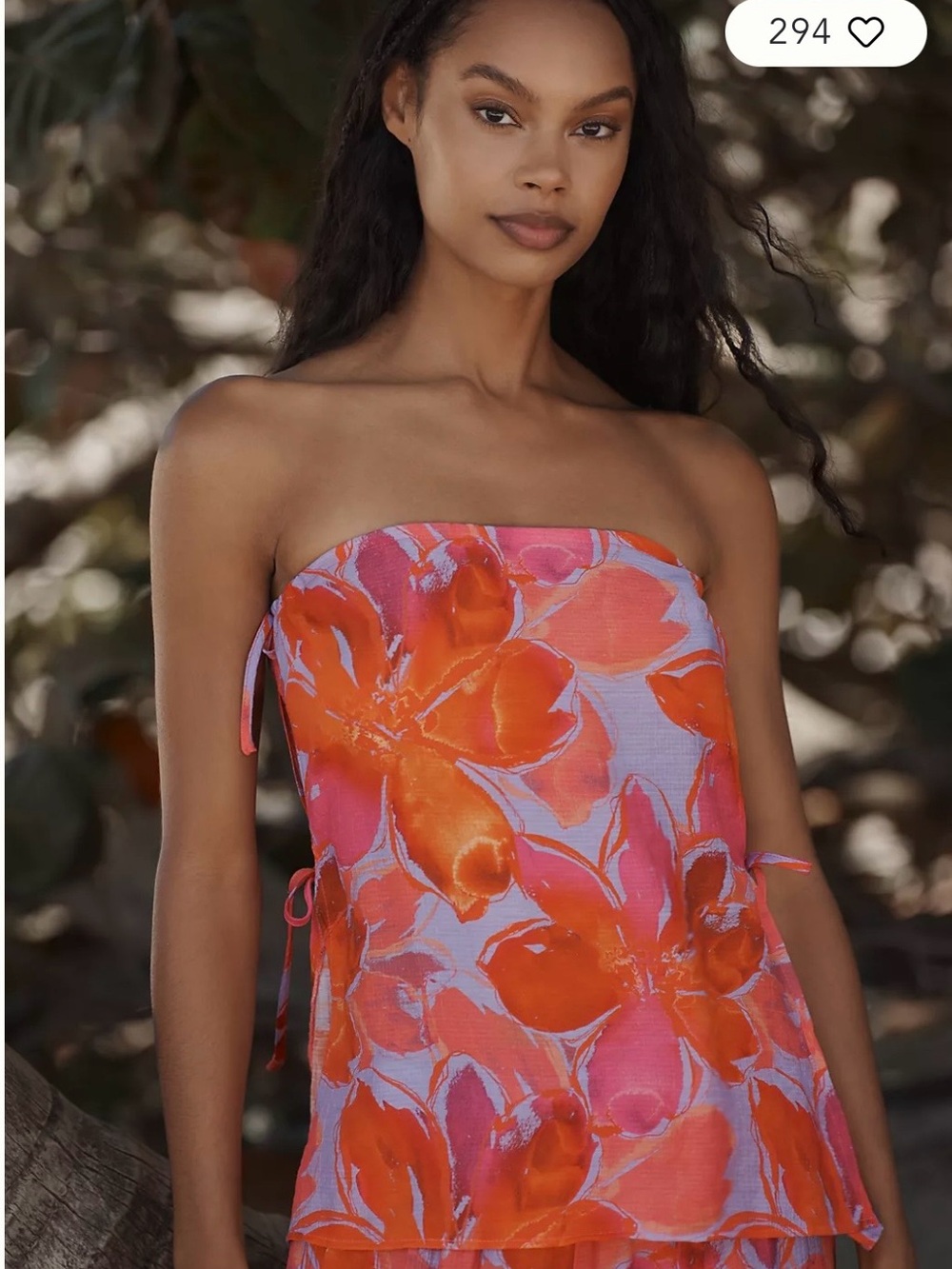 Anthropologie Hutch Nixie Strapless Tie-Side Tiered Cover Up Top Sz XS